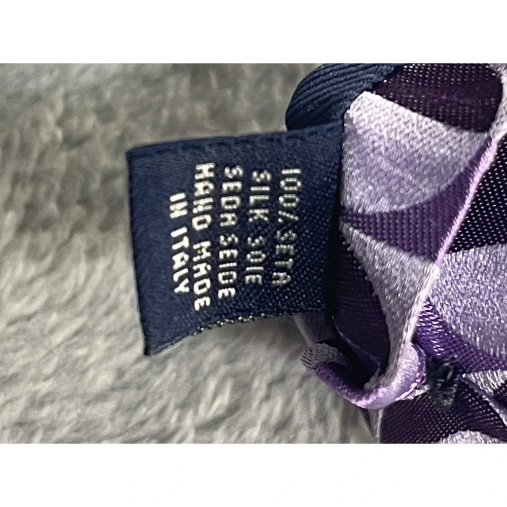 Bachrach Silk Tie Made in Italy Purple Patterned Geometric Men's‎ Necktie